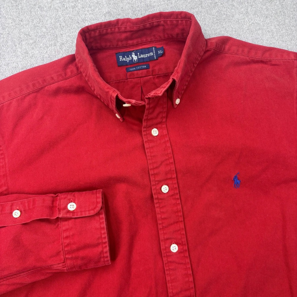 Polo Ralph Lauren Heavyweight Brushed Cotton Shirt‎ Mens XL Red Classic Preppy